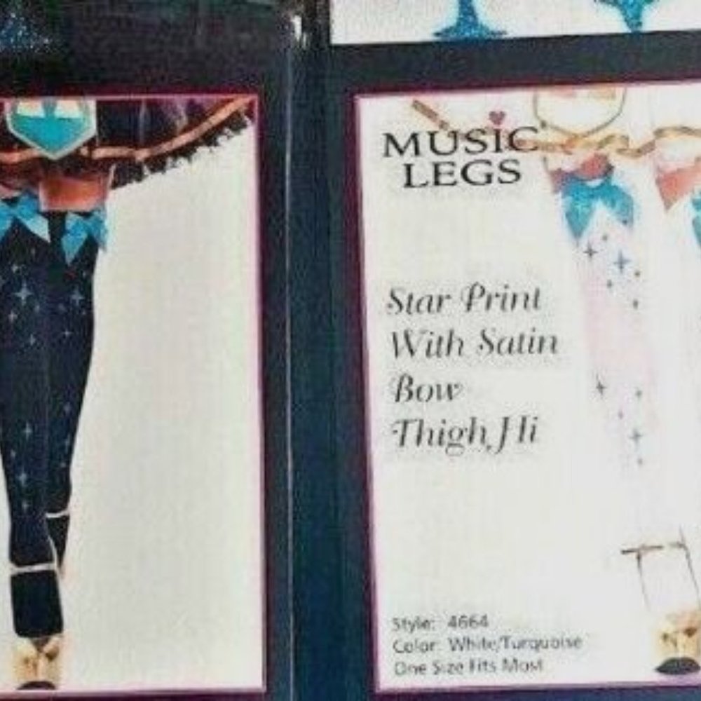 Star Print Thigh Hi's w/Satin Bows! Adult Woman Costume Wear Dance Wear
